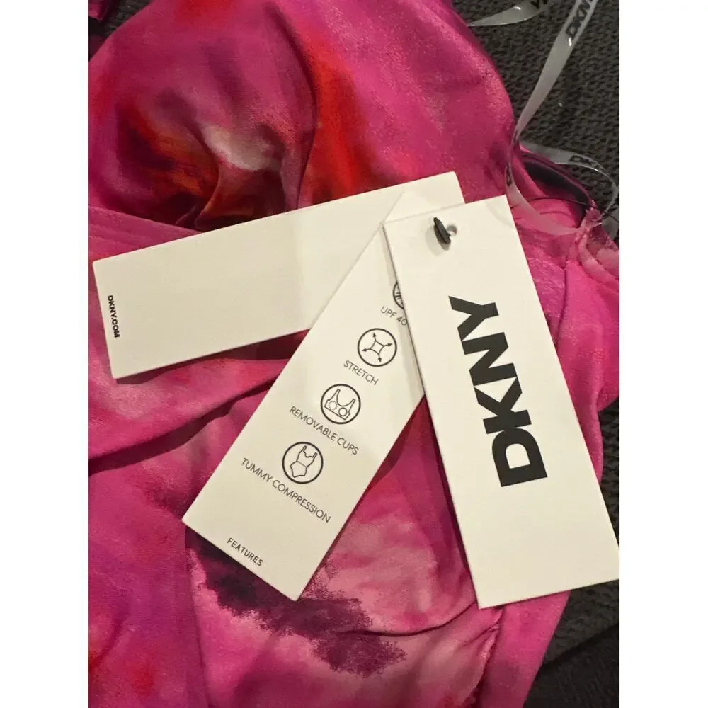DKNY Tie-Back Halter-Style One-Piece Swimsuit Size Small - Picture 4 of 11
